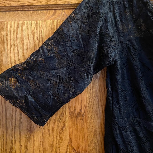 Gorgeous Black Off The Shoulder Lace Dress with Black Underlining.  Shein 3X. - Picture 3 of 10
